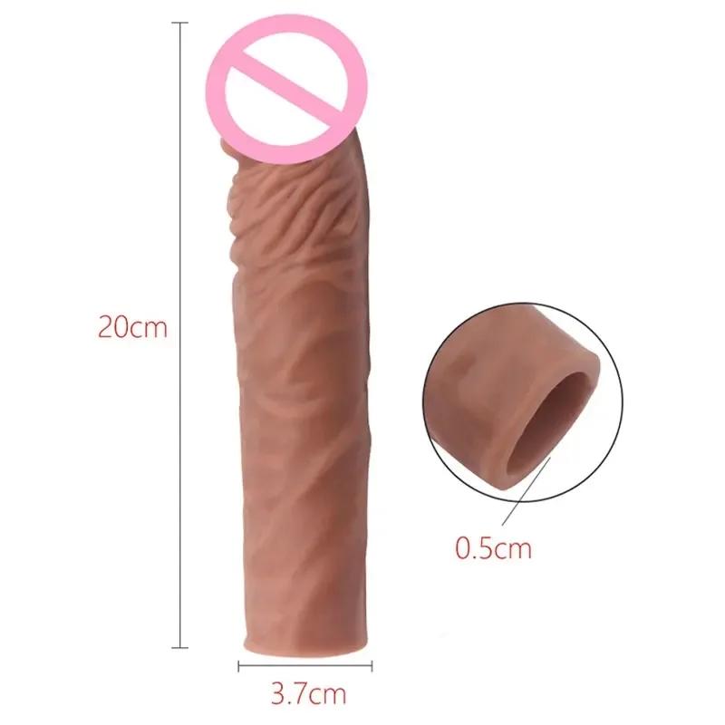 Lovers Penis Extension Ring Sleeve Reusable Penis Enlargement Male Cock Time Sex Toy For Men Organ Chastity Silicone Condoms 18+