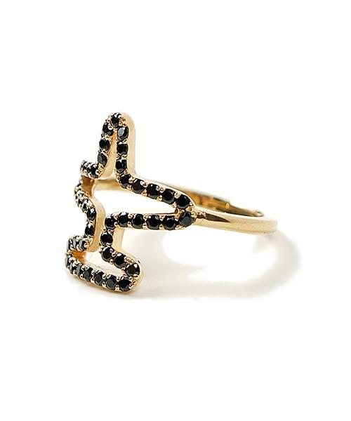 Bonbeau Airplane Black Cubic 18K Gold Ring (Type A)