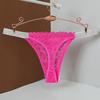 Transparent Lace Flower Panties Mid Waist Mesh Briefs Breathable Rhinestone Thong  Ladies