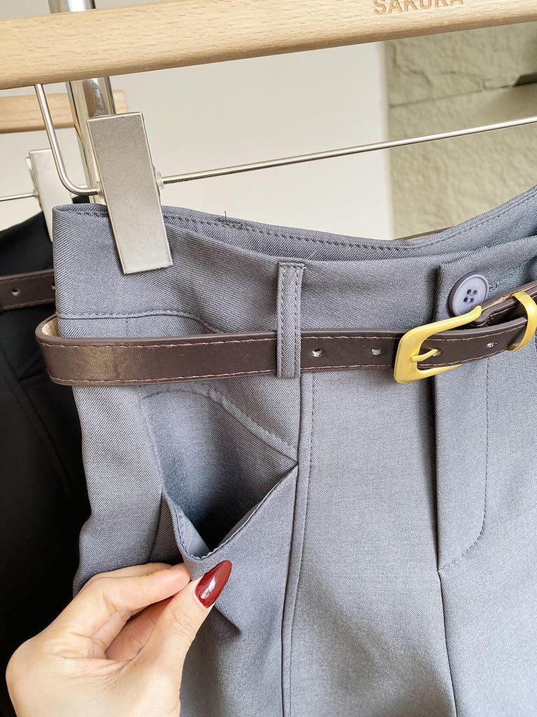 Summer 2025 Women's Casual Grey High-Waist A-Line Wide-Leg Shorts: Korean Fashion Trend