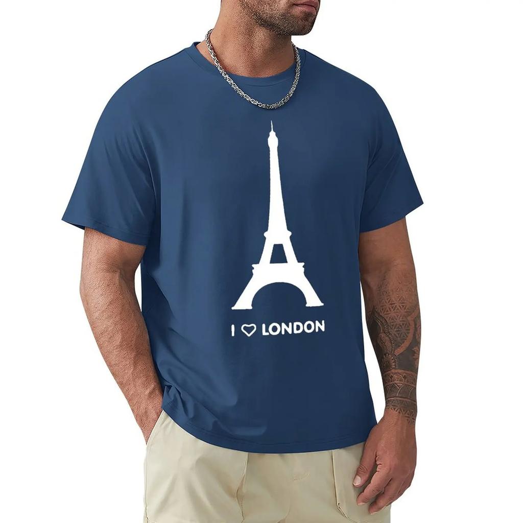 I Love London Eiffel Tower Funny Design T Shirt Harajuku Short Sleeve T-shirt 100% Cotton Graphics Tshirt Tops