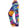 Pantaloni Pigiama da Donna con Stampa di Halloween, Vita Elastica e Coulisse, per Uso Casual e da Notte