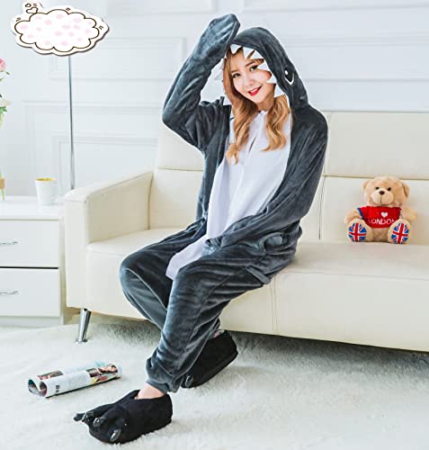 dorawithme Shark Kigurumi Pajamas for Adults, Animal Cosplay Costume for Halloween and Christmas, Unisex (Small)