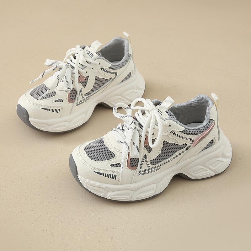 

Retro platform dad shoes small girls autumn new teen breathable casual versatile height-increasing sneakers 35 бежевый