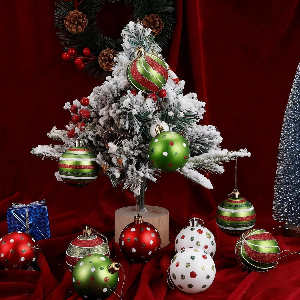 Christmas Tree Decorations 12 Pieces Hangable Decor 2.36 Inch Ball For Holiday For Indoor Outdoor Bedroom Window Store Home