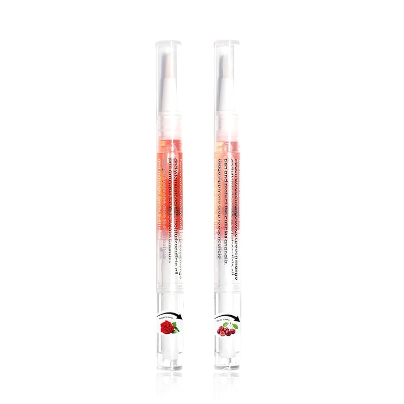AIJIMEI Nail Oil Cuticle Pen 2pcs Nail Cuticle Oils Pens Are Nail Strengthening Agents And Nail Growth Essence, Suitable For Fragile Peeling And Rose & Cherry