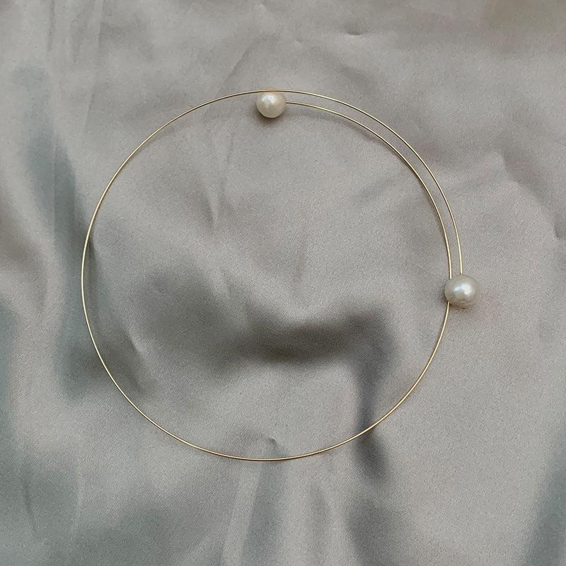 Korean niche natural freshwater pearl collar Internet celebrity light luxury retro collarbone short necklace
