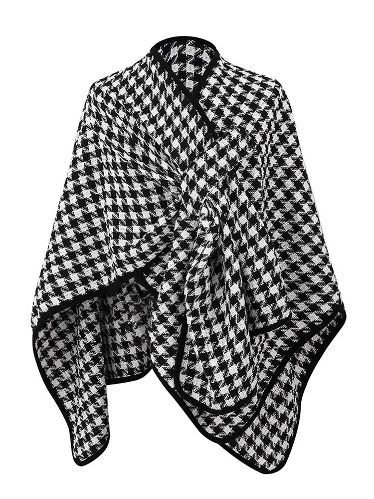 Winter Scarf Women Layers Poncho Elegant Black White Houndstooth Wraps Shawl Scarve Capa Para Mujer Pashmina Cloak High Quality