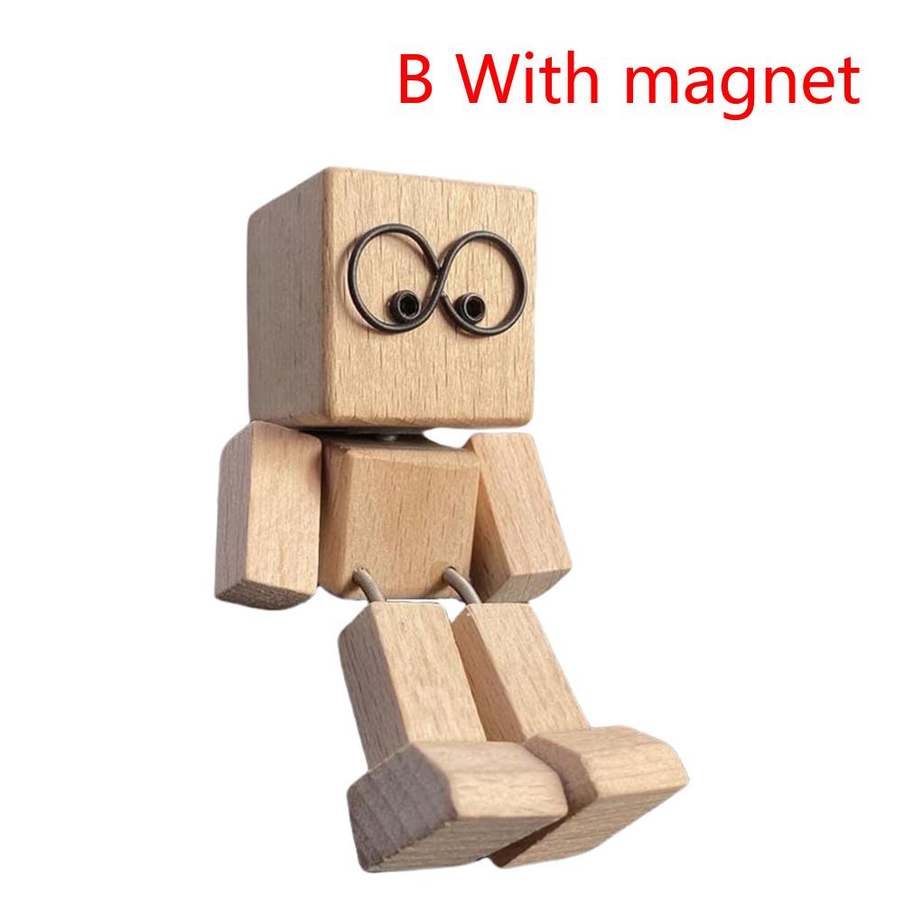 Shaking Wooden Man Figurine Funny Bobblehead Car Dashboard Decor Little Nerdy Dolls Car Accessories Car Ornaments Creative Gifts