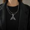 Alternative Style Death Moth Pendant Necklace 44cm Alloy Neck Chain Gothic Jewelry for Dark Aesthetic Wardrobe