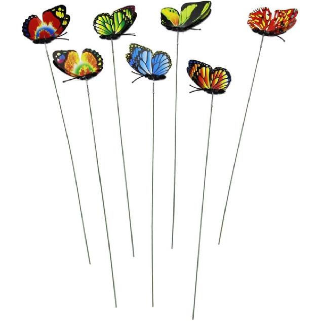NUOBESTY 12pcs Butterfly Stakes Fake Butterflies Stake 3D Butterflies Stakes for Garden Lawn Patio Yard Pathway Indoor Outdoor Ornaments (Random