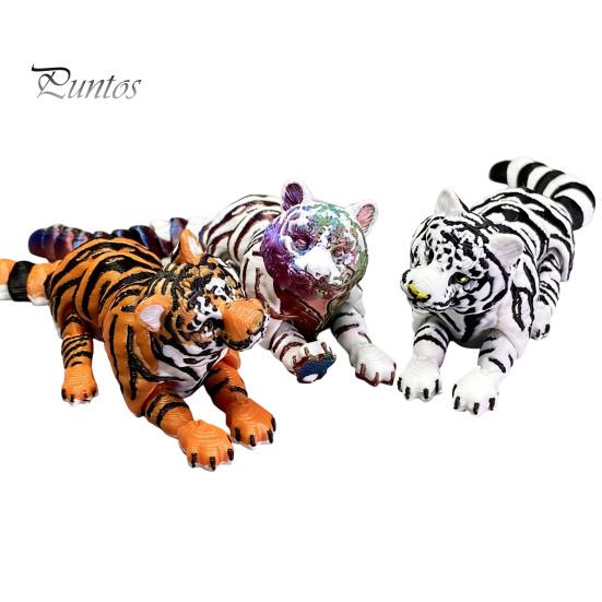 3D Printed Tiger Model Figure, Realistic with Movable Joints, Articulated Figure Forest Animal Figurine for Home Office Bookshelf Flexible Ornament