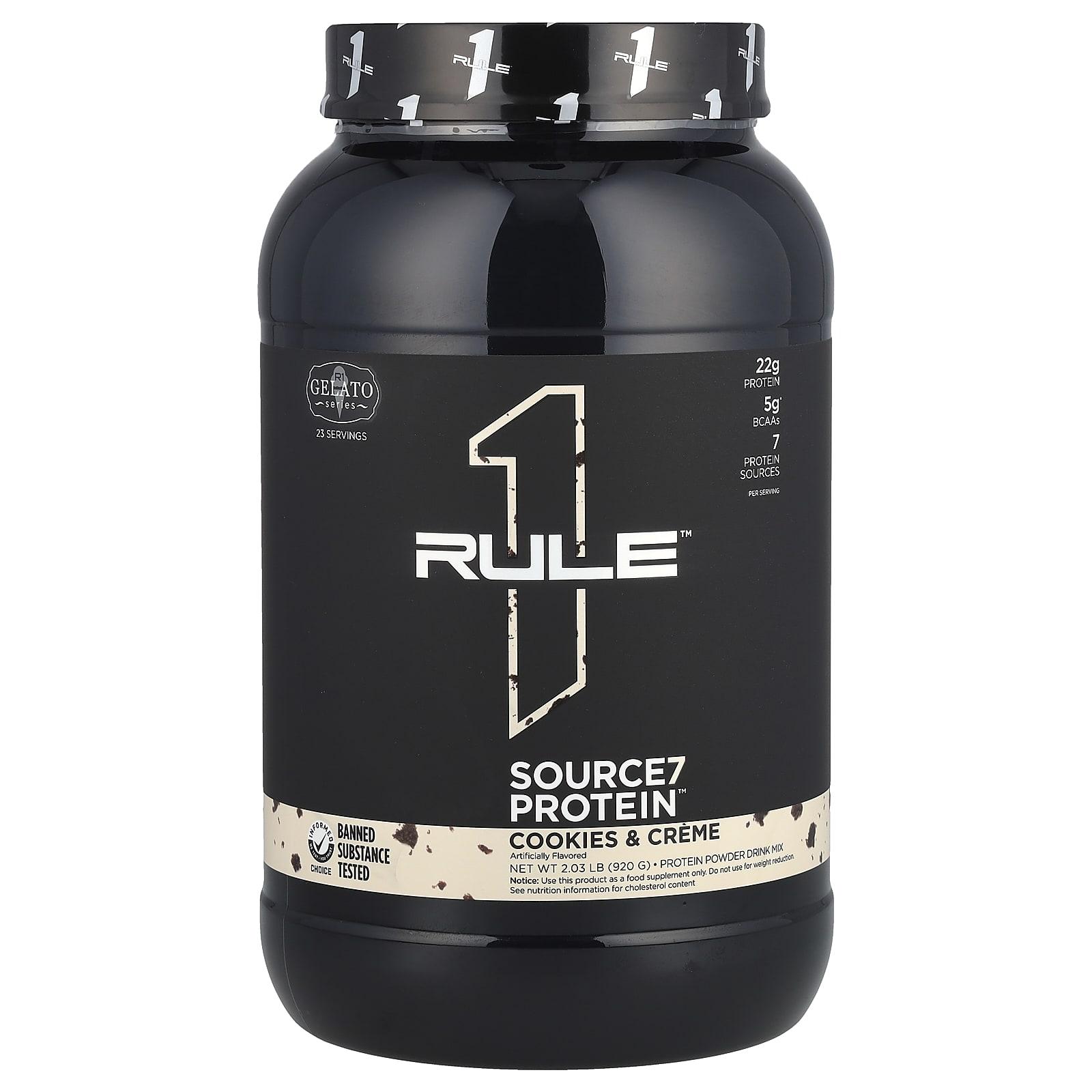 

Rule One Proteins, Source7 Protein Powder Drink Mix, Cookies & Cream, 2.03 lb (920 g)