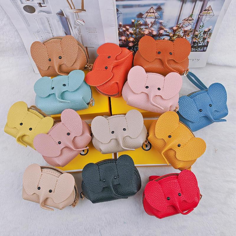 Pu Leather Elephant Money Bag Women Coin Purse With Key Ring Multifunctional Zipper Storage Bags Key Case