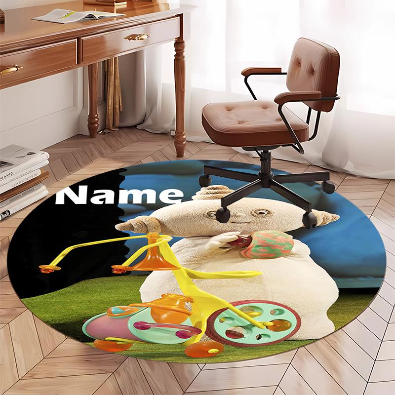 Custom Name In the Night Garden Printed Round Rug Carpet Chair Rug Area Rug Entryway Doormats,for Office Chair Living Room Bedroom Kitchen Room.
