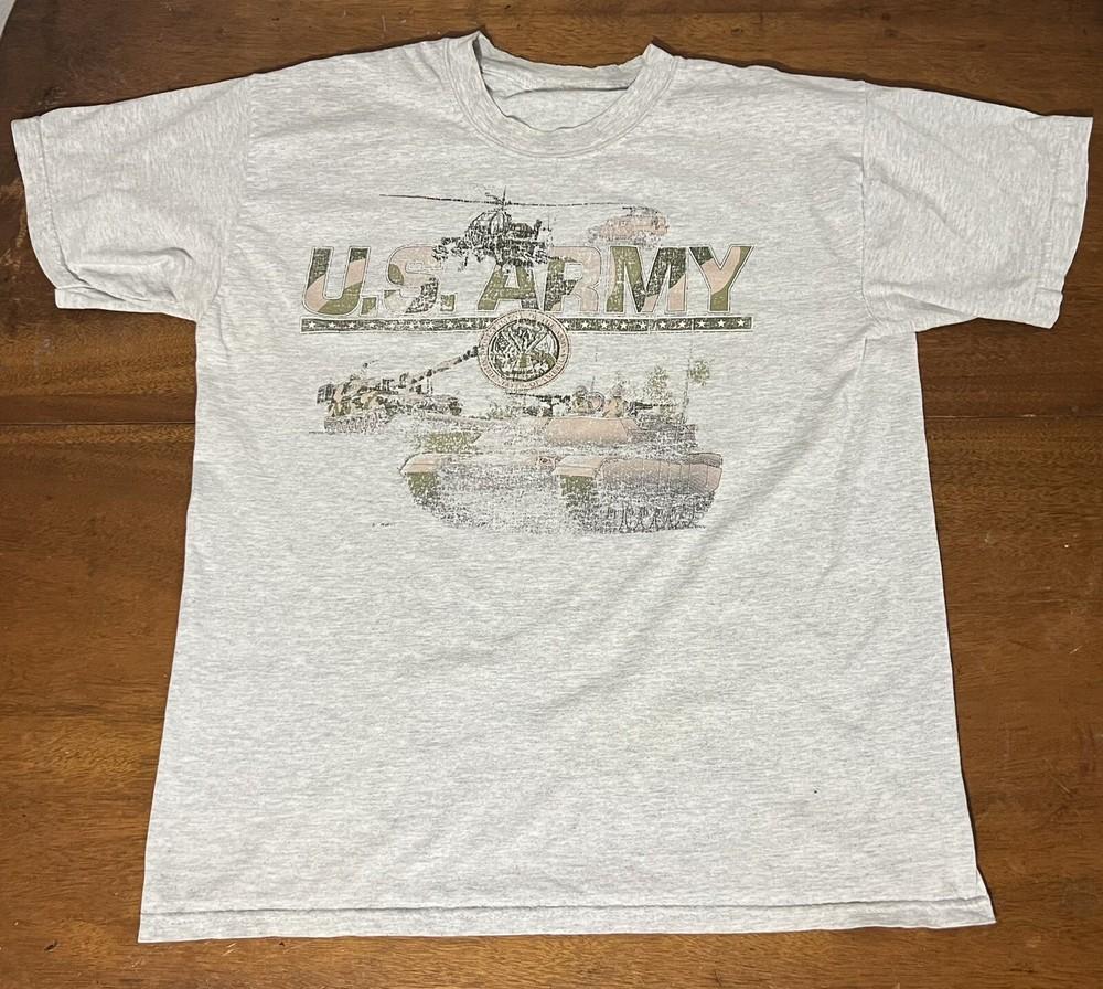 Vintage US Army Grafik Tarnung T-Shirt Abgenutzt Verblasst Grunge 00er Jahre Unisex T-Shirt