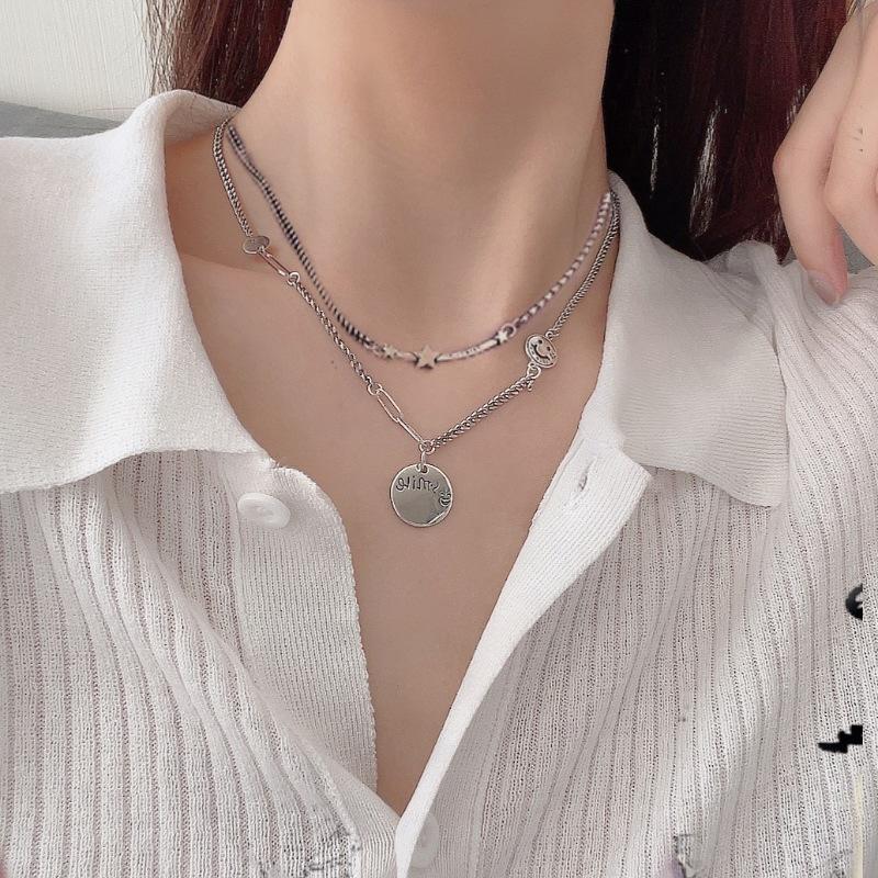 Wind Splicing Chain, Star Necklace, Women'S Light Luxury Stacking, Wearing Pentagram Pendant, Collarbone Chain, Round Brand Sweater Chain