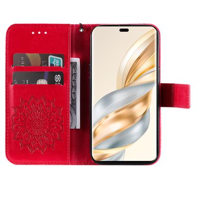 For Honor Magic7 Lite 5G/X9c 5G/X60 Pro 5G Phone Case Sunflower Imprinted Leather Wallet Stand Cover with Strap