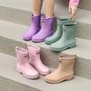Women Mid‑Calf Rubber Rain Boots Waterproof Non‑Slip Thick Sole Fashion Outdoor Work Wellington Boots