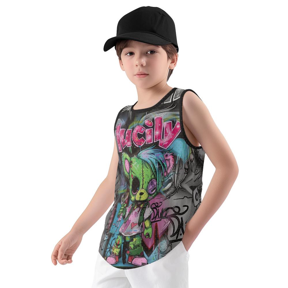 

Спортивная майка Детская футболка 3D-печать Крутой аниме-анимационный узор Футболка 170