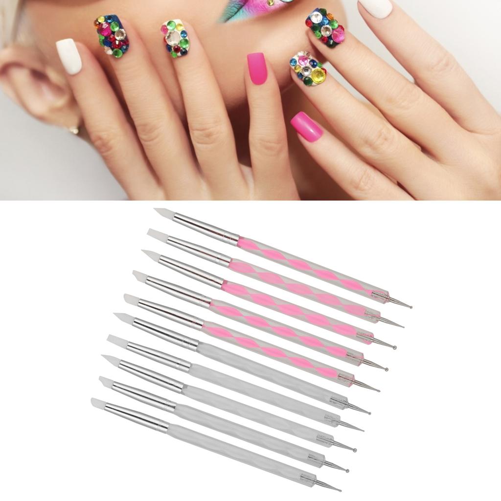 5pcs Nail Art Dotting Pen  Ended Nail Painting Pen  Carving Pen with Acrylic Handle