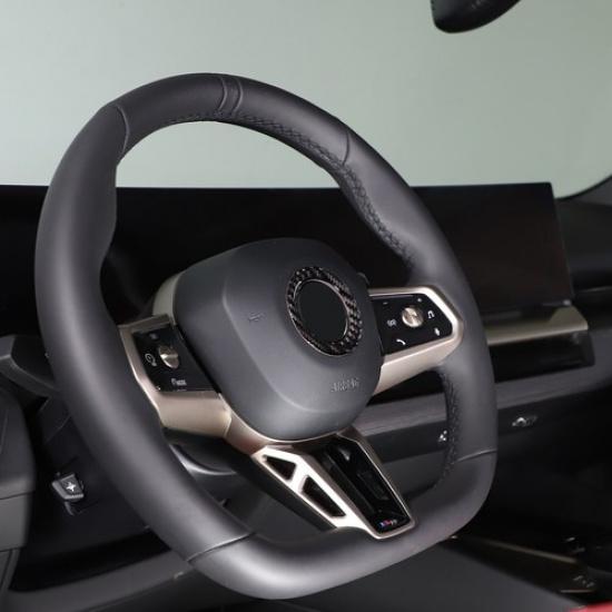 Soft Carbon Fiber Steering Wheel Emblem Ring Trim For BMW 5 Series G60 i5 2024+