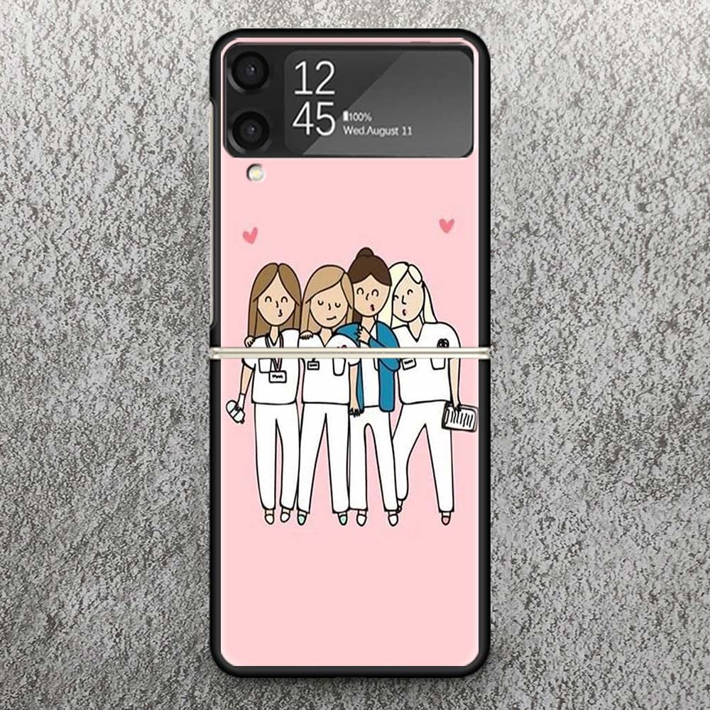 Funny Medicine Nurse Doctor Print Case For Samsung Galaxy Z Flip 3 4 5 6 7 5G Phone Shell Flip7 Flip6 Flip5 Flip4 Flip3 Pattern
