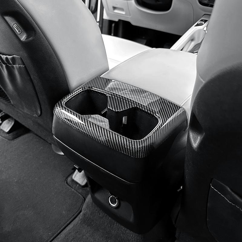For Kia Telluride -2025 Carbon Fiber Style ABS Rear Passenger Seat Water Cup Holder Frame Cover Trim Accessories LHD/RHD