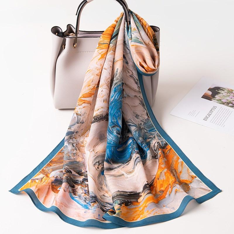 100% Silk Shawls Women Head Scarf Printed Hangzhou Natural Silk Long Women S Neckerchief Luxury Design Pure Silk Foulard Femme 140x35cm