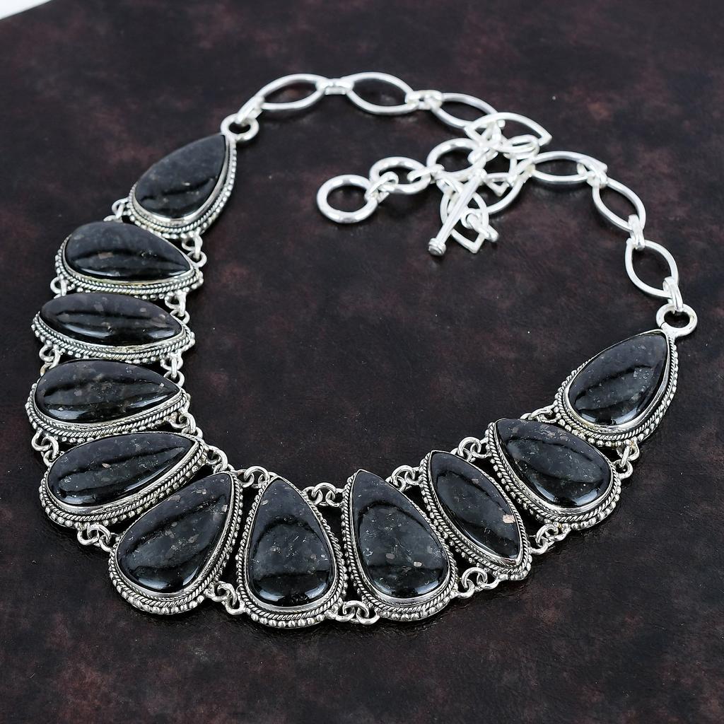 Nummite Gemstone Handmade 925 Sterling Silver Jewelry Necklace 18" AMN-671