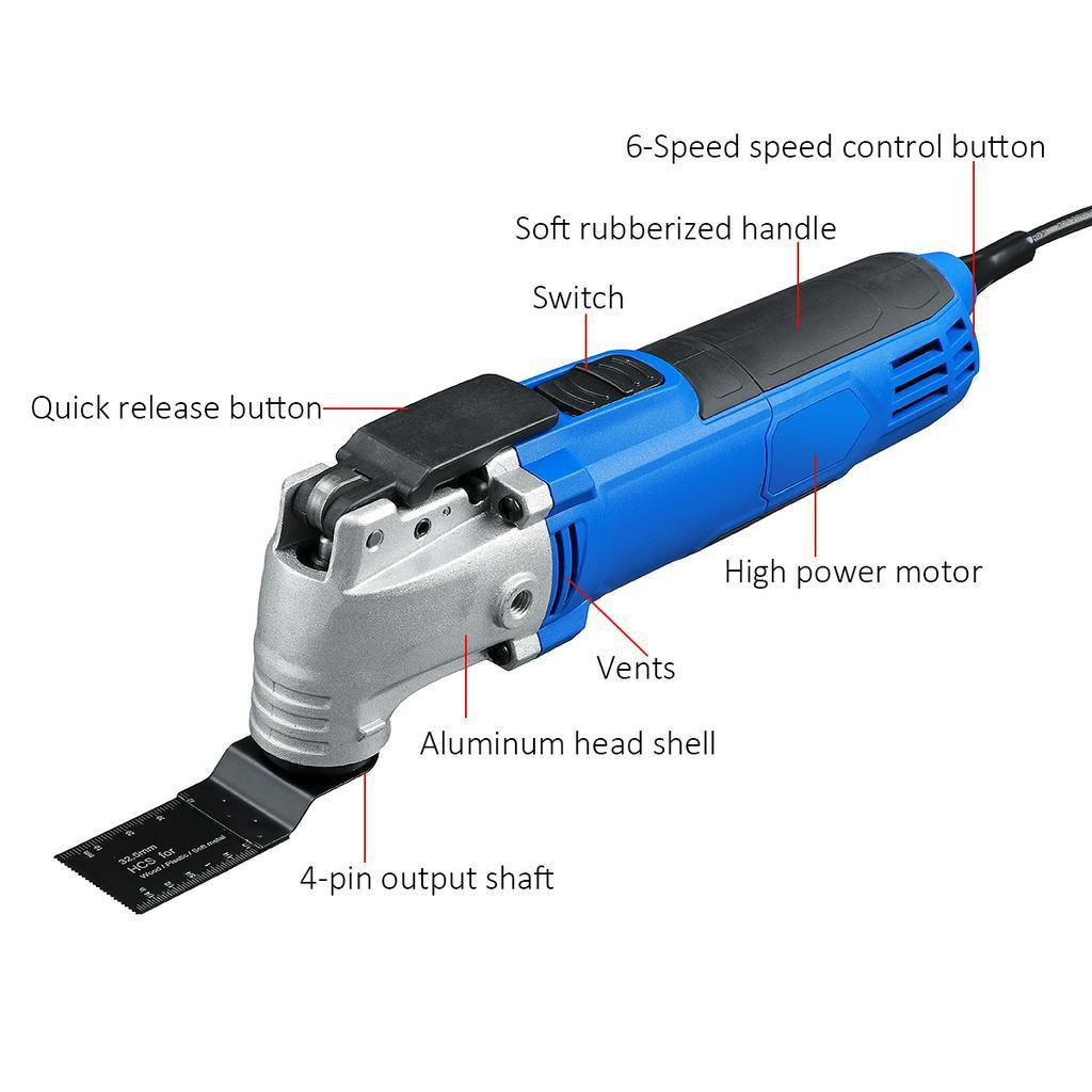 220-240V Electric Power Multi-Tools Variable Speed Renovator Trimmer Saw 500W Home Improvement DIY Tool Multifunction Oscillating Tool Kit