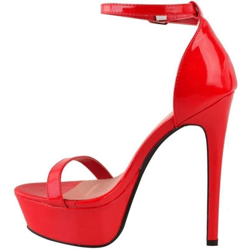 Women Sandals New 14cm Sexy Supper High Heels Patent Leather Nighclub Open Toes Platform Sandal Party Wedding Shoes Shoe