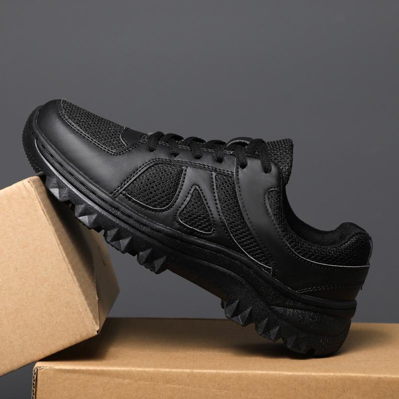Training shoes men's black physical training shoes ultra-light and breathable outdoor running shoes non-slip soft-soled security rescue shoes