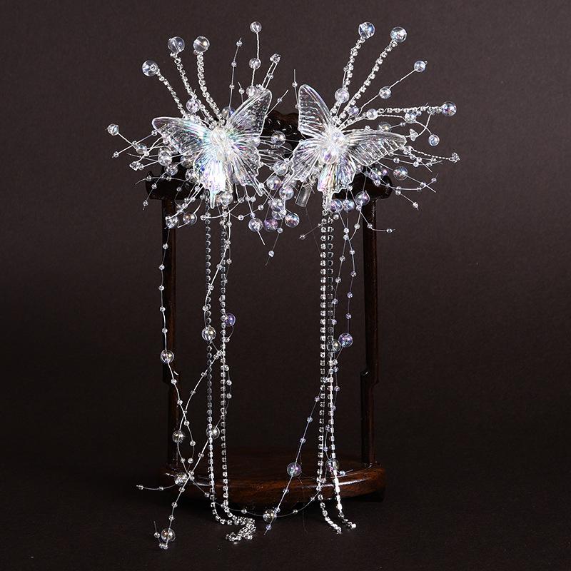 Kadın Kız Saç Tokası Yan Toka Kore Basit Takı Aksesuarları için Kelebek Boncuk Püsküllü Saç Tokaları