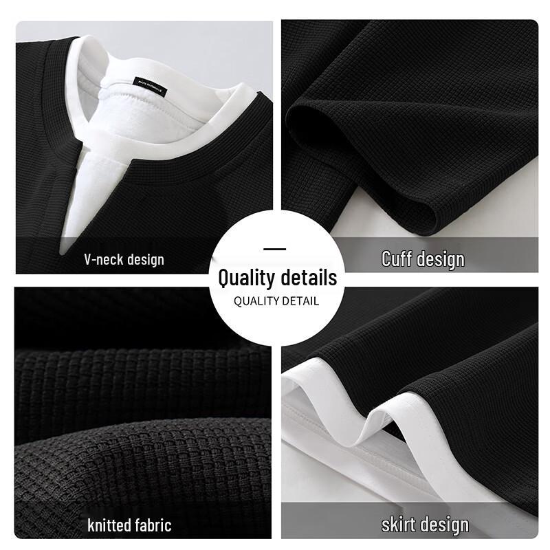Mark Fairwhale Men's Heavyweight Waffle Knit V-Neck Long Sleeve T-Shirt