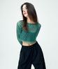 ATTENTIONROW FOR WOMEN Punched Layered Net Knit (Green)
