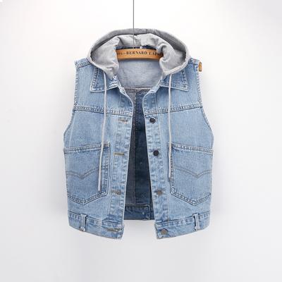 Primavera y Otoño Ajustado Versátil Bolsillo Casual Chaleco Vaquero Mujer Chaleco Corto Talla Grande Chaqueta