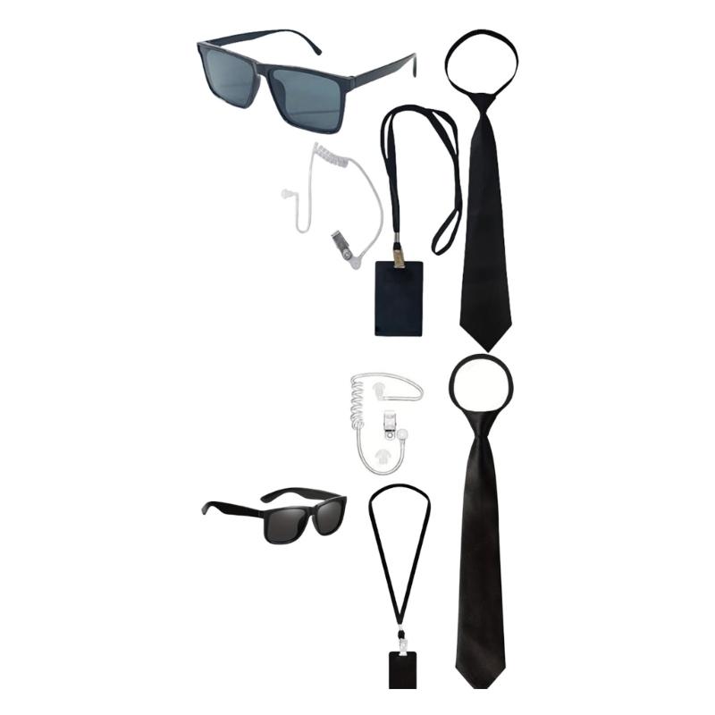Secret Service Costume Security Guard Costume Accessories Set Secret Agent Cosplay Costume Halloween Cosplay Costume