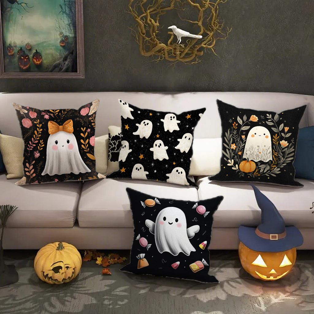 Cute Ghost Patterned Pillowcasessuitable For Sofa Car Bedroom Decorative Cushion Cover Pillow Cover