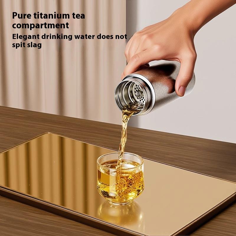 Portable Titanium Insulated Cup With Tea Water Separation For Outdoor Use