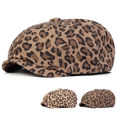 Unisex Leopard Print Newsboy Hat Personalized Painter Beret Caps Spring Autumn Outdoor Leisure Hats Travel Accessories for Women Men
