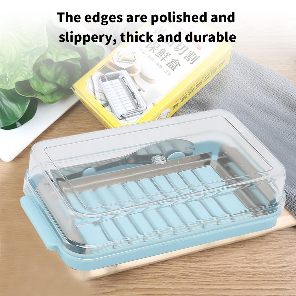 2 In 1 Design Butter Slicer Cutter Transparent Cover Butter Dispenser Slicer Kitchen Countertop