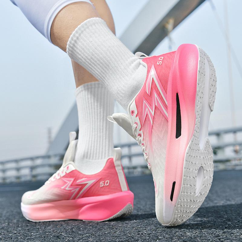 

2025 new sports shoes carbon board running shoes lightweight breathable shock absorption couple models men s and women s shoes racing youth 44