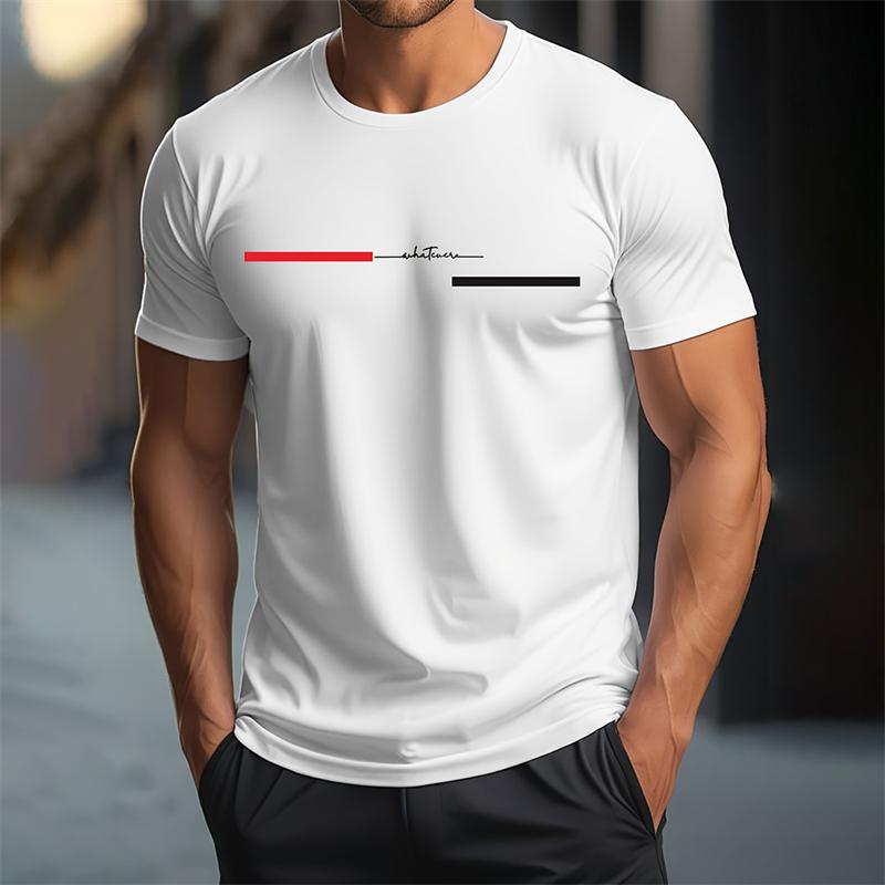 

Simple Striped Letters Graphic T Shirts For Men Fashion Trend Short Sleeve 3D Printed Hip Hop Tee Cool Streetwear Oversized Tops 4XL