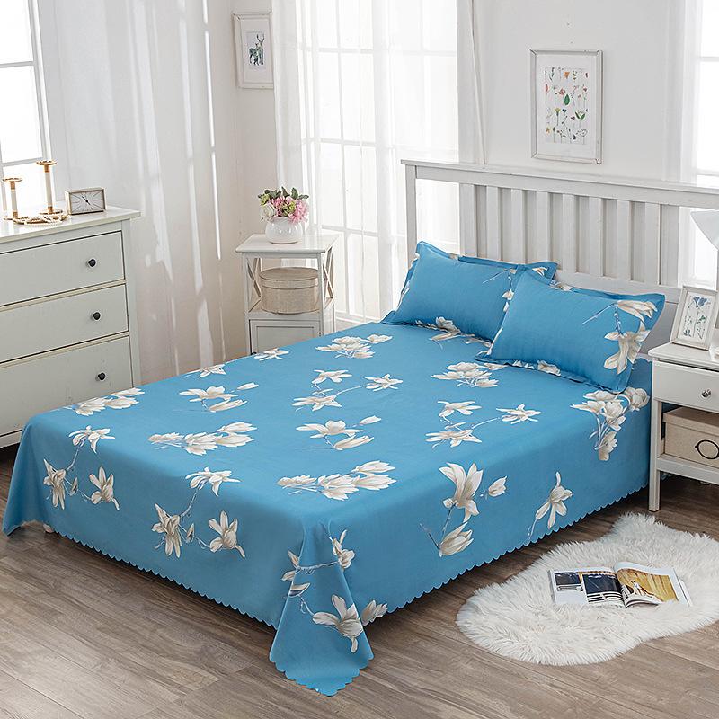 

Blue Letter Printed Bed Sheet 1pc King Size Flat Sheet for Queen Bed No Pillowcase Soft Comfortable 215x225cm 1pc