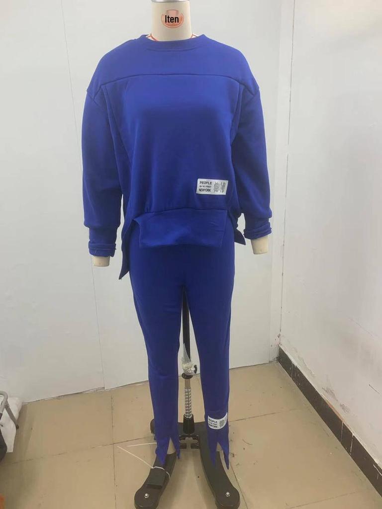 2024 Women's Casual Long Sleeve Sweatshirt and Leggings Set - European and American Style