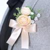 Wedding Flower Wrist Corsages Boutonniere for Bride Groom Natural Looking Artificial Rose Flower for Special Occasion