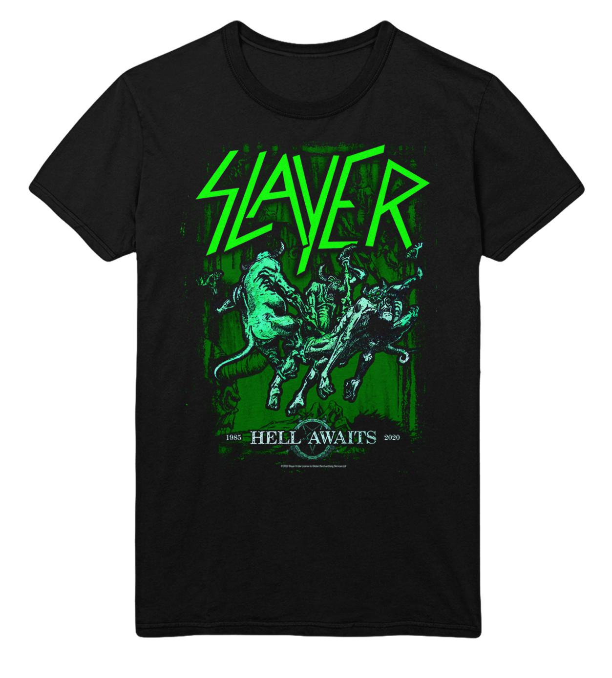 Stakes Slayer Neon Hell Awaits Jumbo Print T-Shirt T-Shirt Black New M