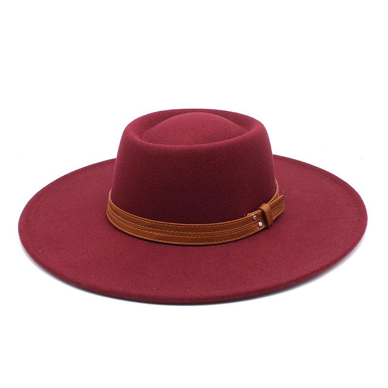 Solid Color Wool 9.5Cm Brim Men'S And Women'S Warm Outdoor Elliptical Concave Convex Torus Top Hat