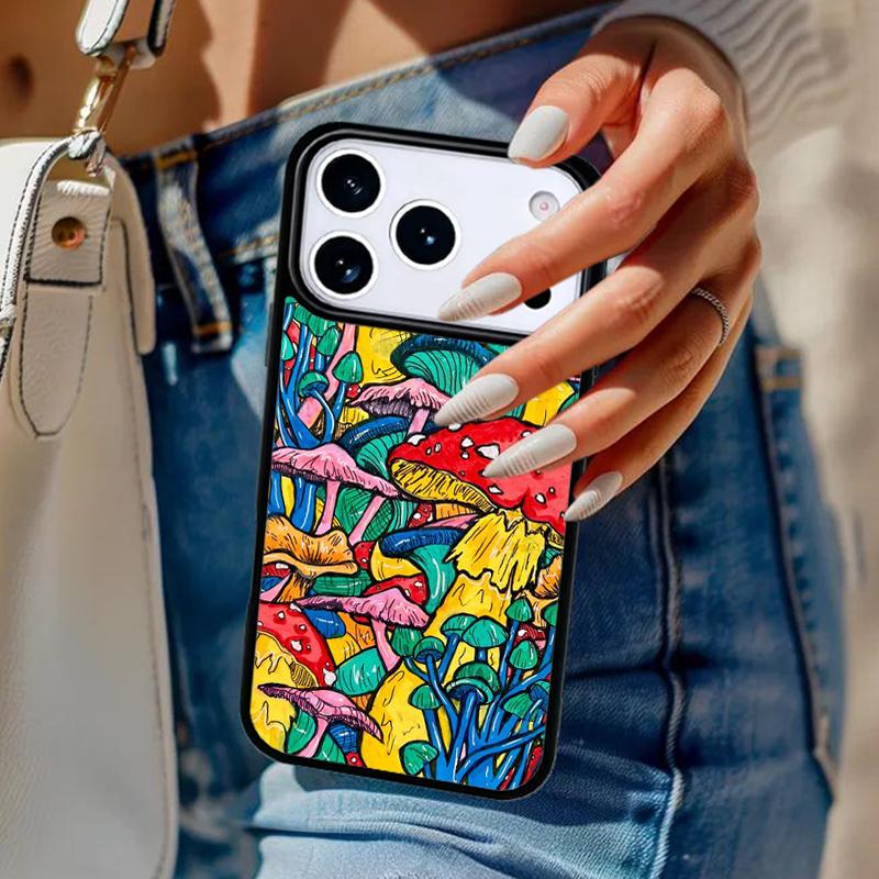 Magic Mushroom Alien Trippy Shrooms Phone Case For iPhone 17 Air 14 15 13 12 Max Cover For Apple 16e 11 Pro Max Plus Coque